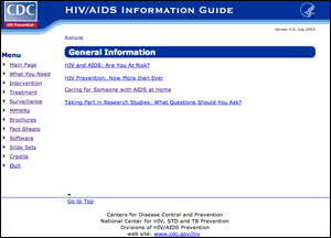 HIV/AIDS Info Guide Screenshot